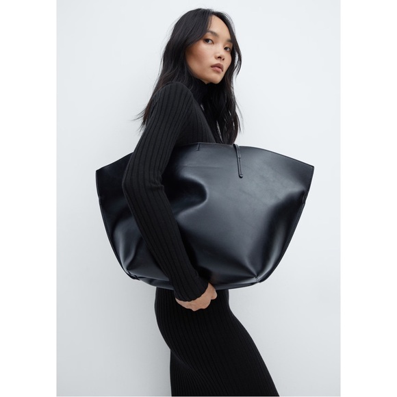 MANGO NWT Black Fine Ribbed Knit Long Sleeve Turtleneck Maxi Sweater Dress XS/ 2 - Picture 7 of 11